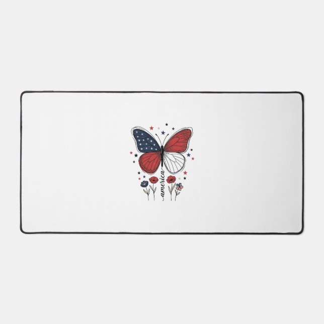 Conception de T-shirt vintage papillon patriotique (Recto)