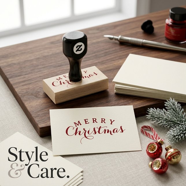Conception de tampon en caoutchouc de texte de Joy (Stylish Merry Christmas Text Rubber Stamp Design)