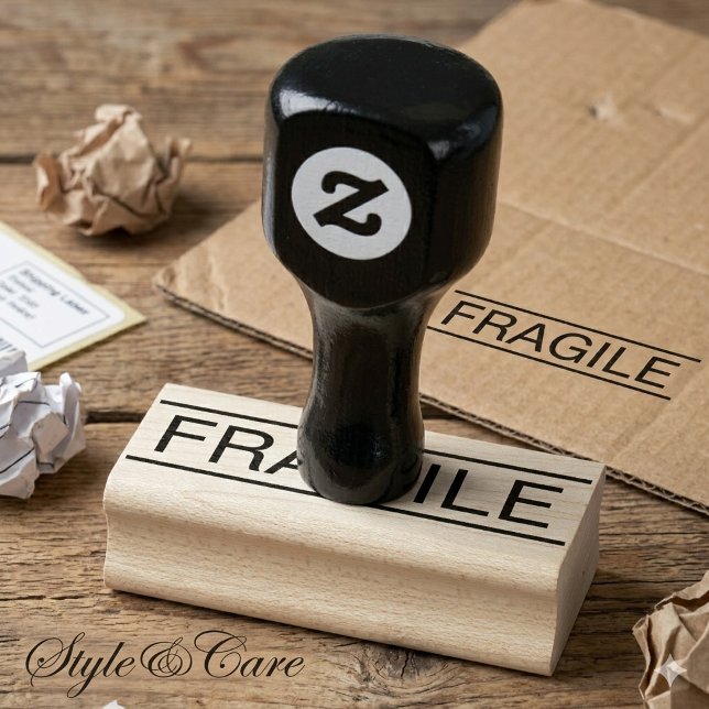 Conception de tampon en caoutchouc en bois fragile (Wooden Fragile Handling Rubber Stamp Design)