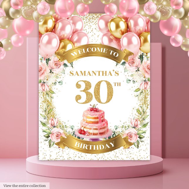 Conception de tapisserie Blush Gold pour un 30e an (Stylish 30th Birthday Blush Gold Tapestry Design)