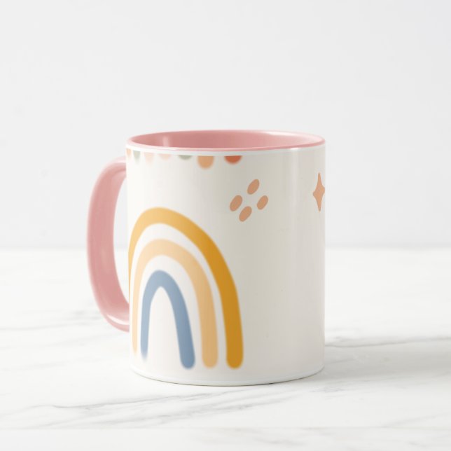 Conception de tasse doodle arc-en-ciel joyeuse (Devant gauche)