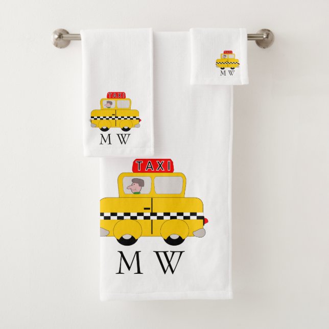 Conception de taxi jaune monogrammée (En situation)