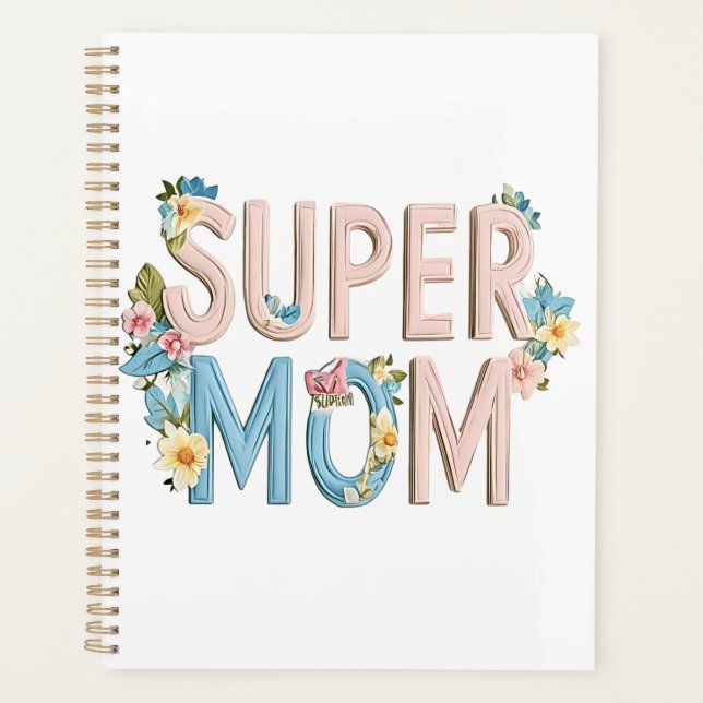 Conception de texte florale Super Maman (Devant)