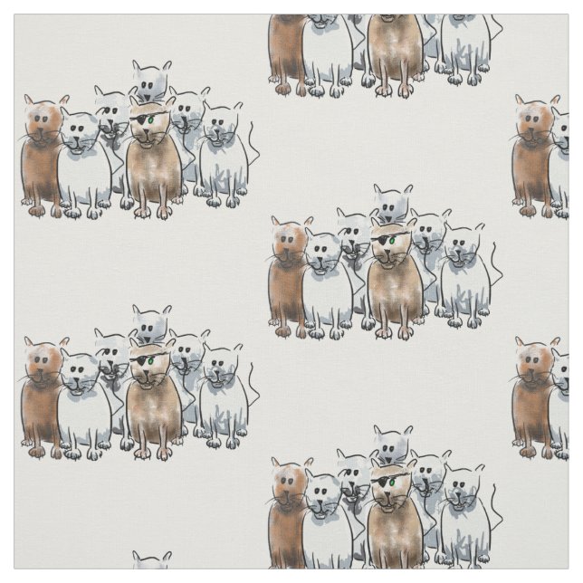 Conception de tissu de chats de bande dessinée de (Échantillon)