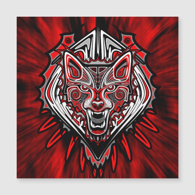 Conception de totem tribal Haida de loup (Devant)