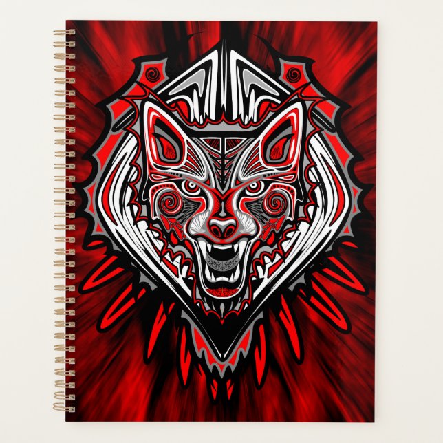 Conception de totem tribal Haida Loup (Devant)