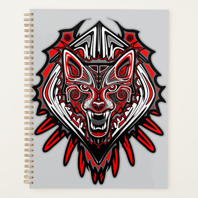 Conception de totem tribal Haida Loup (Devant)