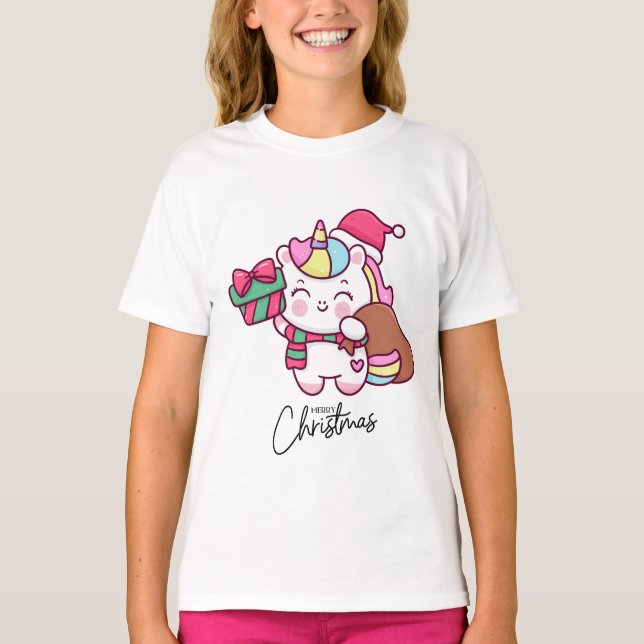 Conception de Tshirt licorne pour la fête de Noël  (Devant)