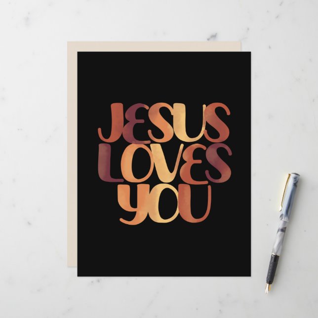 Conception de typographie chrétienne Jésus aime  (Devant/Arrière en situation)