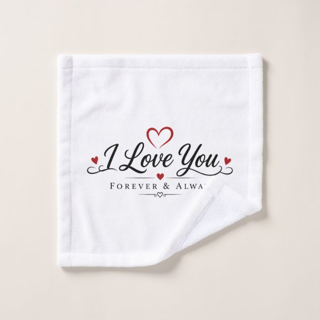 Conception de typographie Je t'aime (Gant de toilette)