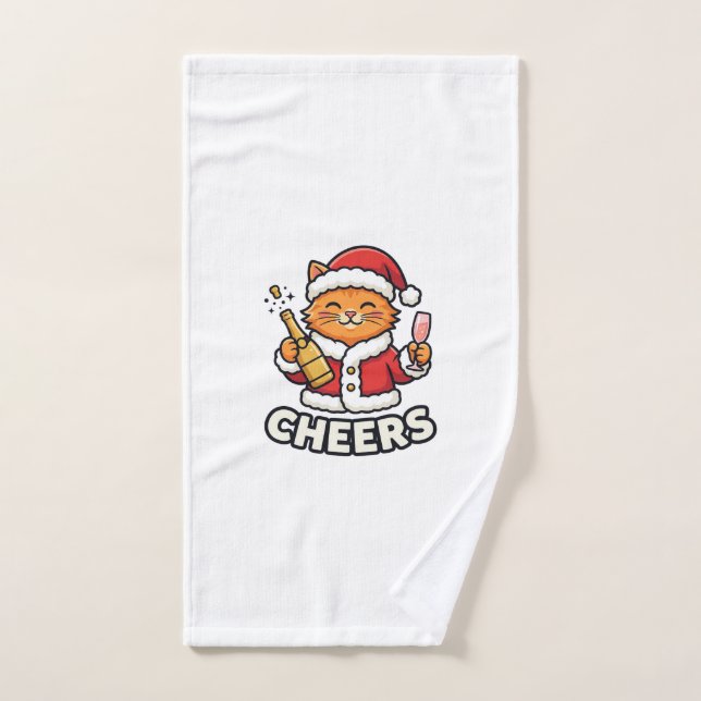Conception de vecteur de chat de Noël Cheers (Serviette à main)