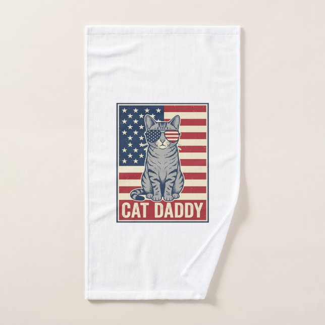 Conception de vecteur de chat patriotique Cat Dadd (Serviette à main)