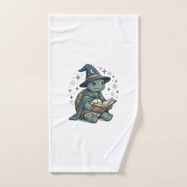 Conception de vecteur de magicien de tortue mignon (Serviette à main)