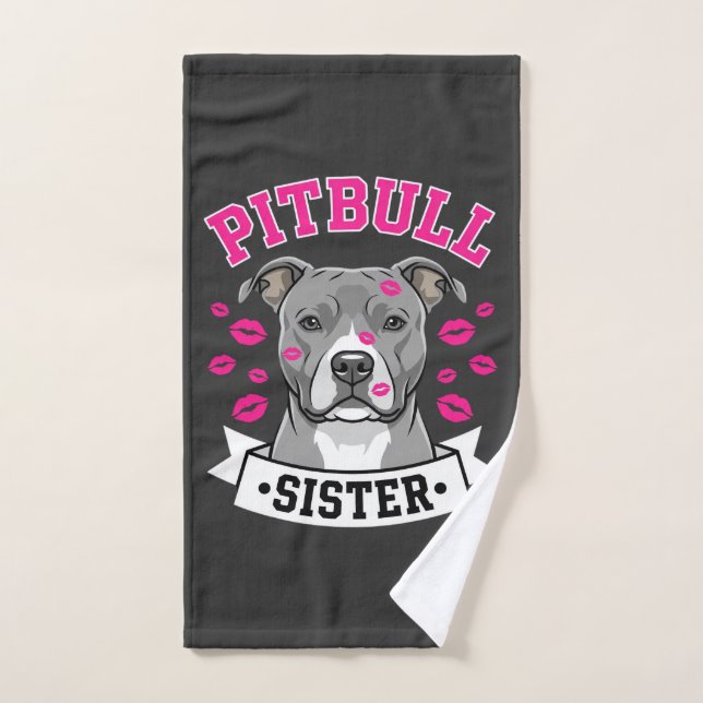 Conception de vecteur de soeur de Pitbull amoureus (Serviette à main)