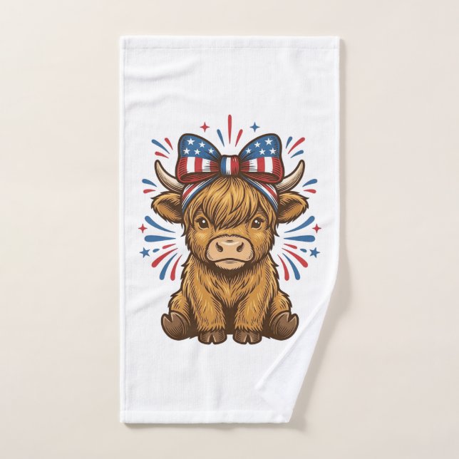 Conception de vecteur de vache Highland patriotiqu (Serviette à main)