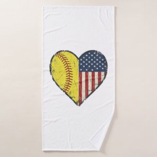Conception de vecteur vintage de coeur de softball