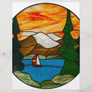 Conception de vitrail de voilier sur un lac de mon