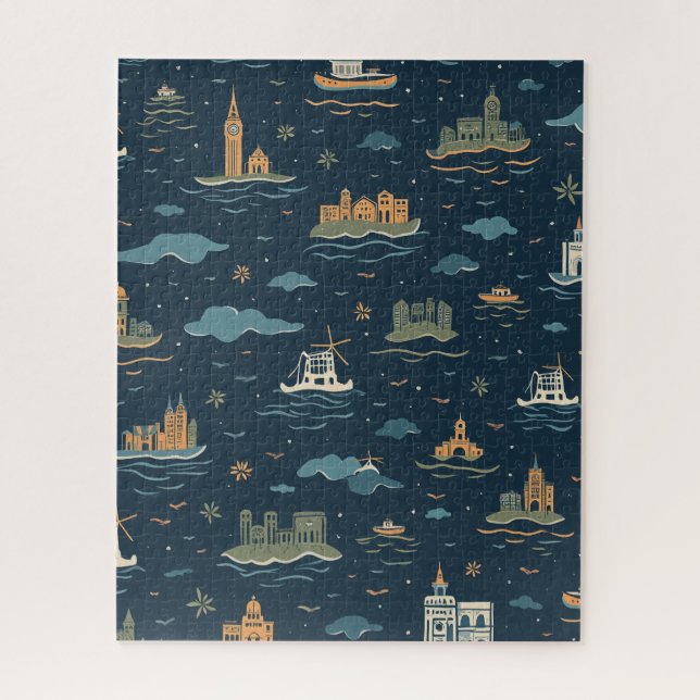 Conception de voyage vintage puzzle (Vertical)