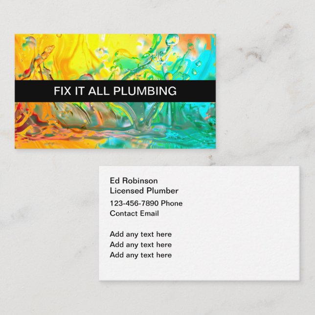 Conception des Cartes de visite de plombier les pl (Devant / Derrière)