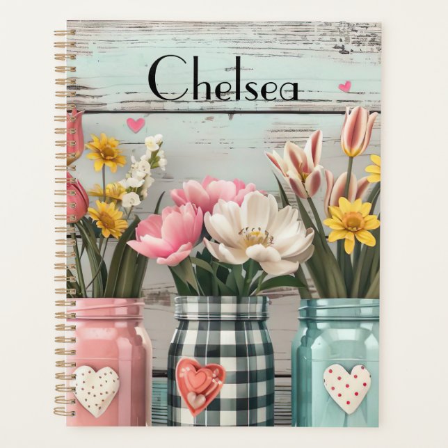 Conception des fleurs de printemps avec nom (Devant)