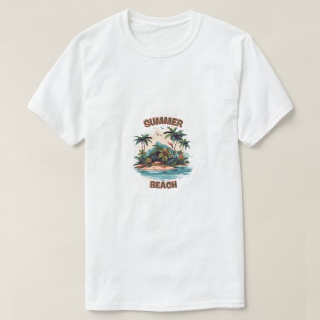 Conception d'île tropicale de plage d'été T-Shirt (Design devant)
