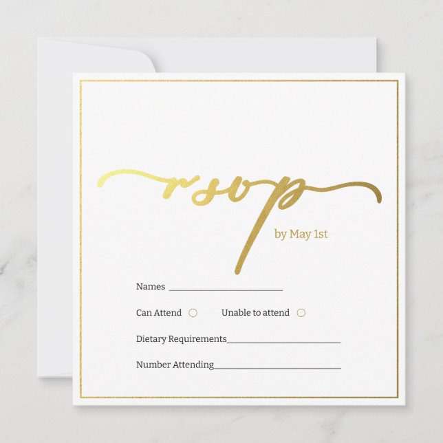 Conception d'or et de noir rsvp carte (Devant)