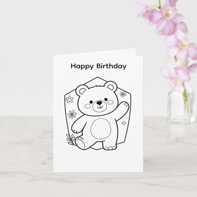 Conception d'ours de carte d'anniversaire à colori (Orchidée)