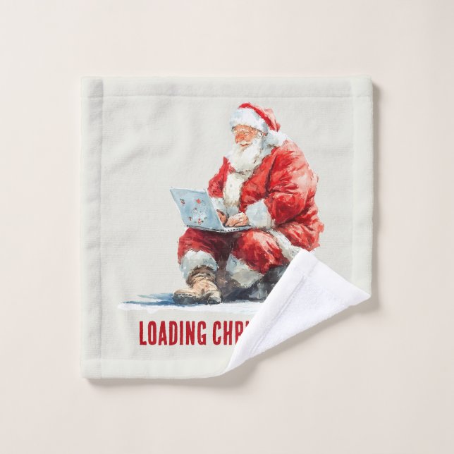 Conception drôle de Noël avec Santa en chargement (Gant de toilette)