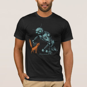 Conception drôle de T-shirt de robot et de chat