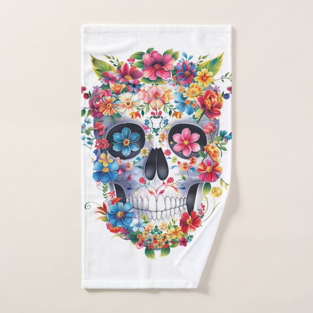 Conception du crâne floral (Serviette à main)