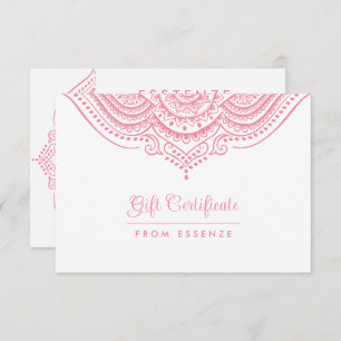 Conception d'un certificat cadeau Mandala rose