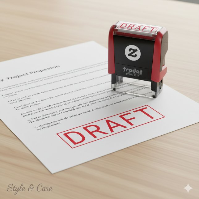 Conception d'un tampon encreur personnalisé avec é (Personalized DRAFT Label Self Inking Stamp Design)