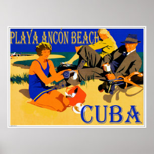 Conception d'une affiche vintage Playa Ancon Cuba