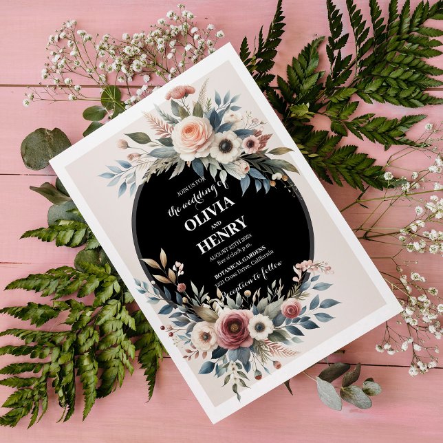 Conception élégante de faire-part de mariage flora (Elegant Floral Rustic Wedding Invitation Design)