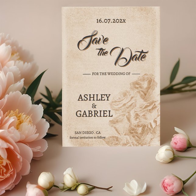 Conception Élégante de Faire-Part de Mariage Flora (Elegant Rustic Floral Wedding Save The Date Design)