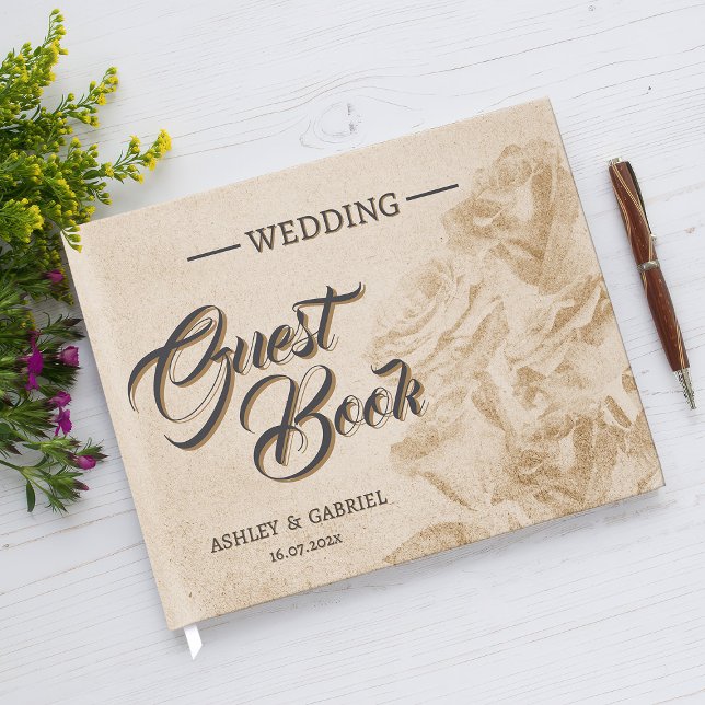 Conception élégante de livre d'or de mariage flora (Elegant Rustic Floral Wedding Guest Book Design)
