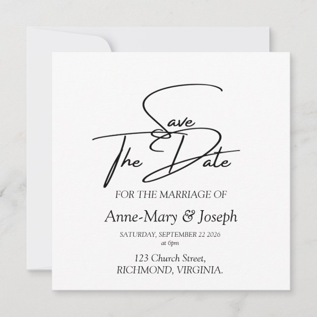 Conception Élégante de Save the Date (Devant)