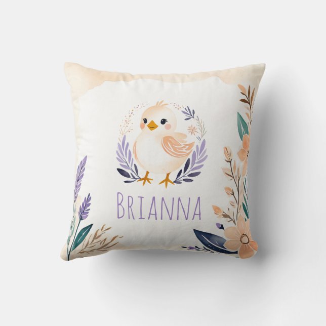 Conception florale Boho de Coussin de poussins mig (Verso)