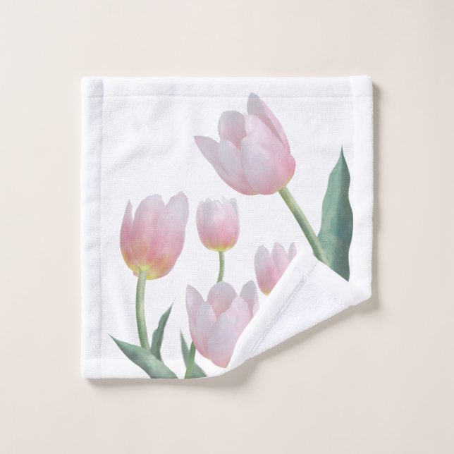 Conception florale de tulipes pastel (Gant de toilette)