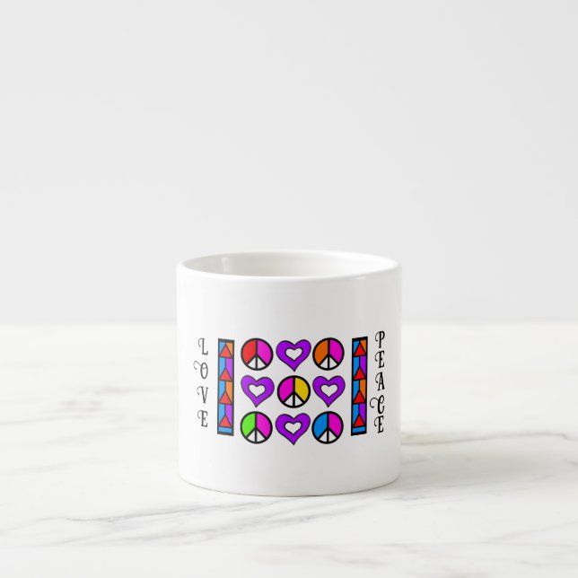 Conception géométrique colorée Peace & Love Mug (Devant)