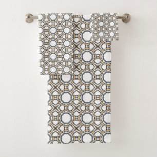 Conception géométrique grise et blanche à motifs 