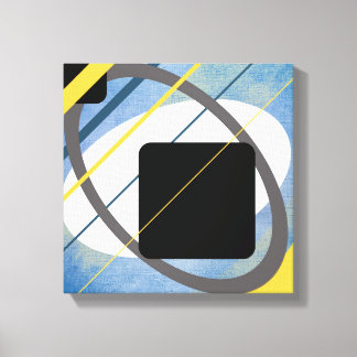 Conception géométrique jaune et bleue sur toile en