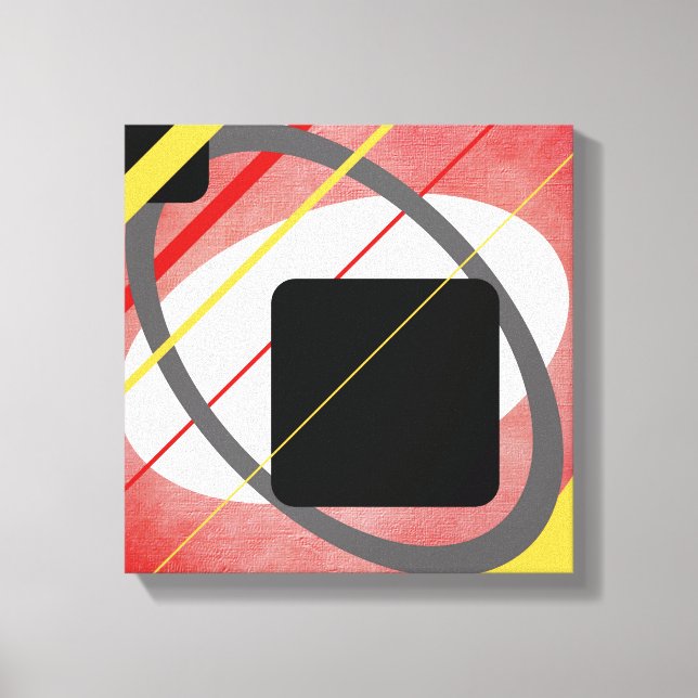 Conception géométrique jaune et rouge sur toile en (Recto)