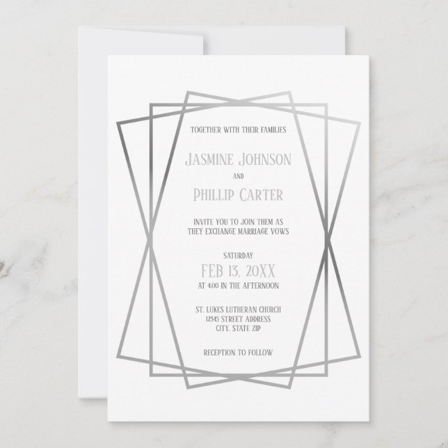 Conception Gris Mid Mod - Faire-Part de Mariage (Devant)