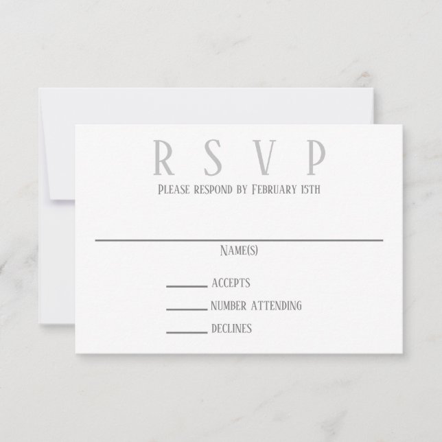 Conception grise simple - Invitation RSVP (Devant)