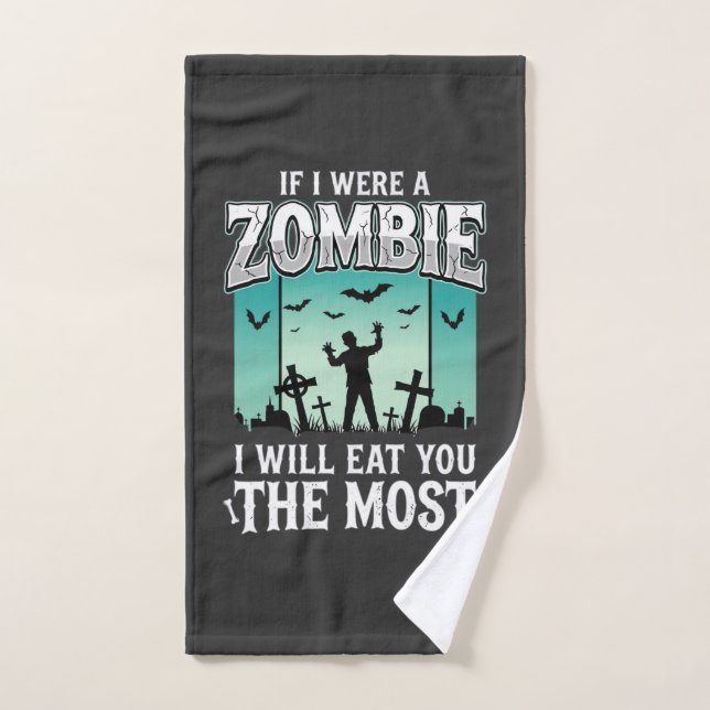 Conception Halloween Zombie Je Vous Mangerai_1 (Serviette à main)