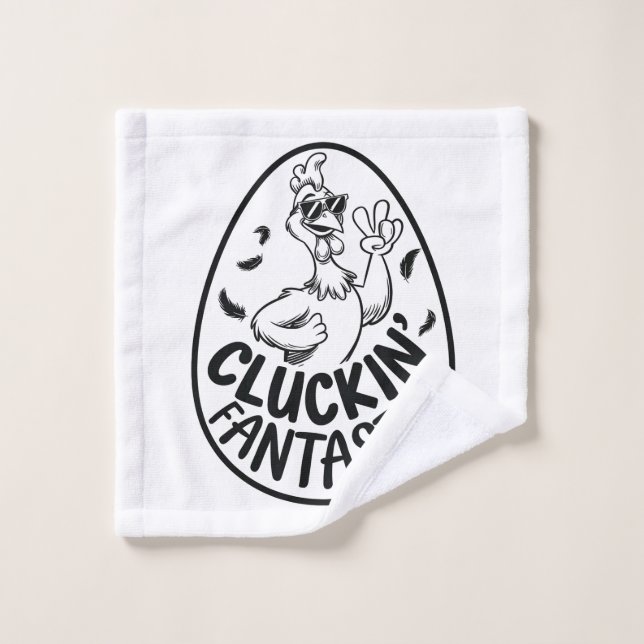 Conception humoristique à thème de poulet 'Cluckin (Gant de toilette)