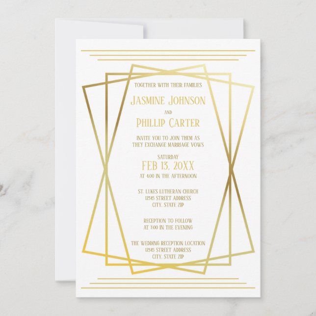 Conception mi-siècle - Invitation de mariage/récep (Devant)