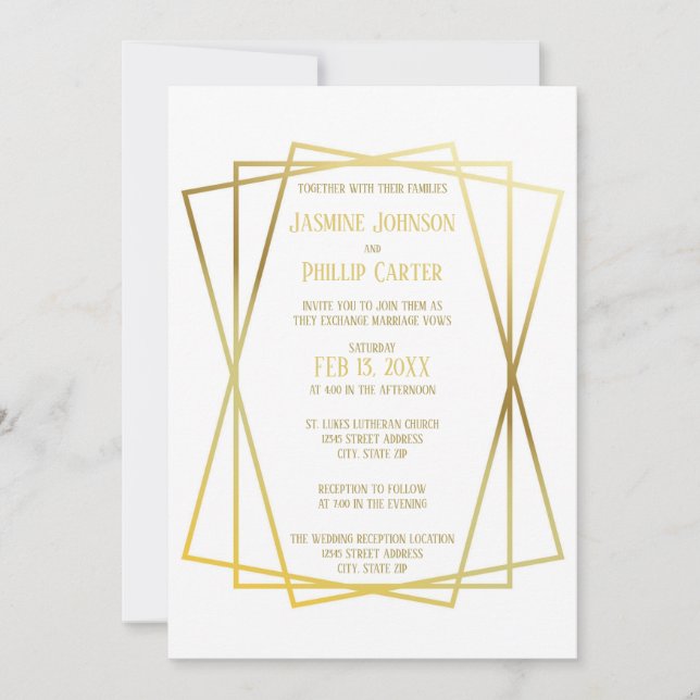 Conception mi-siècle - Invitation de mariage/récep (Devant)
