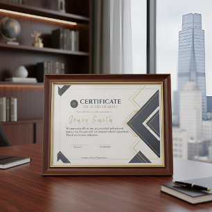 Conception Moderne de Certificat de Réussite en Or